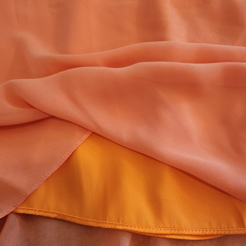 Orange Flowy Strapless Dress Size S - Picture 3 of 5